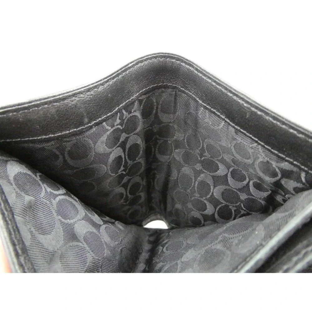 Coach Black Leather Medium Trifold Wallet
